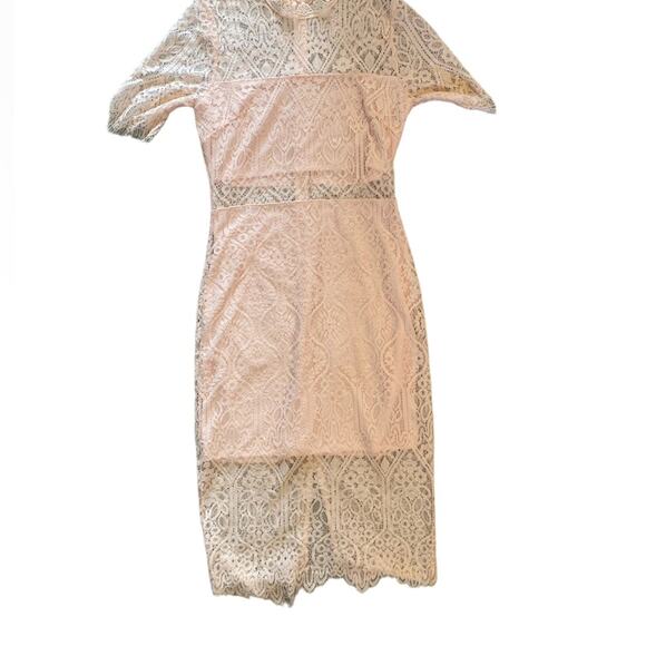 Just Me Dress Womens Size Small Feminine Flirty Pink Lace Party Sheath Romantic - Picture 6 of 10